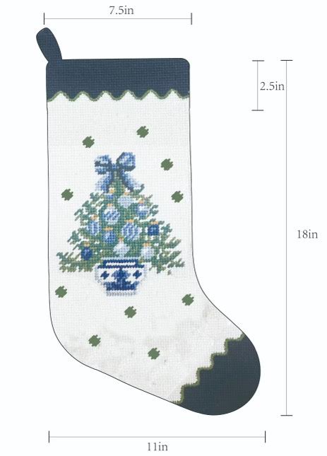 Chinoiserie Tree Needlepoint Stocking