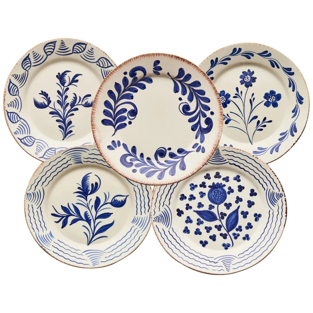 Madeira Dinner Plate Set – Assorted Designs (Blue & White), Set of 10