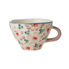 Ceramic Tea Cup with Hand Painted Flowers - Pink - 5.0 oz