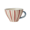 Ceramic Tea Cup with Hand Painted Stripes - 5.0 oz