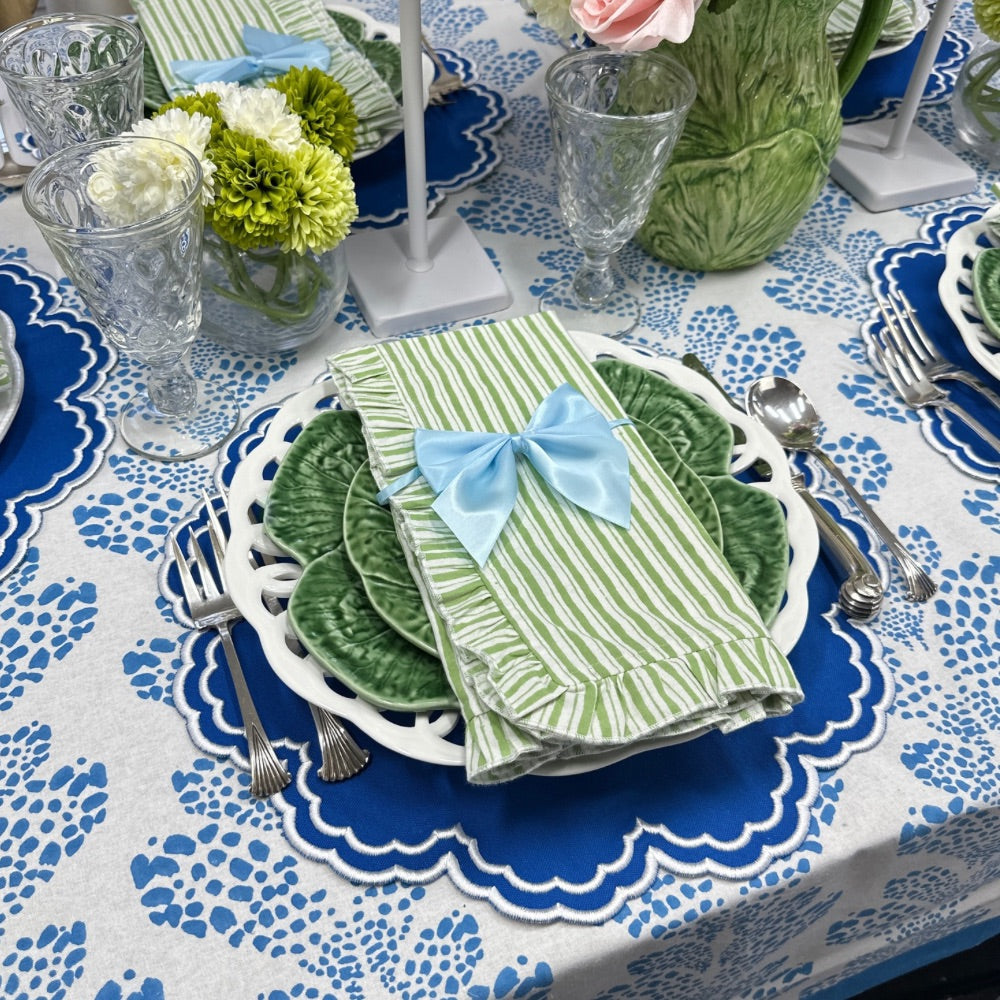 Blue Satin Bow Napkin Ties - (Set of 4)