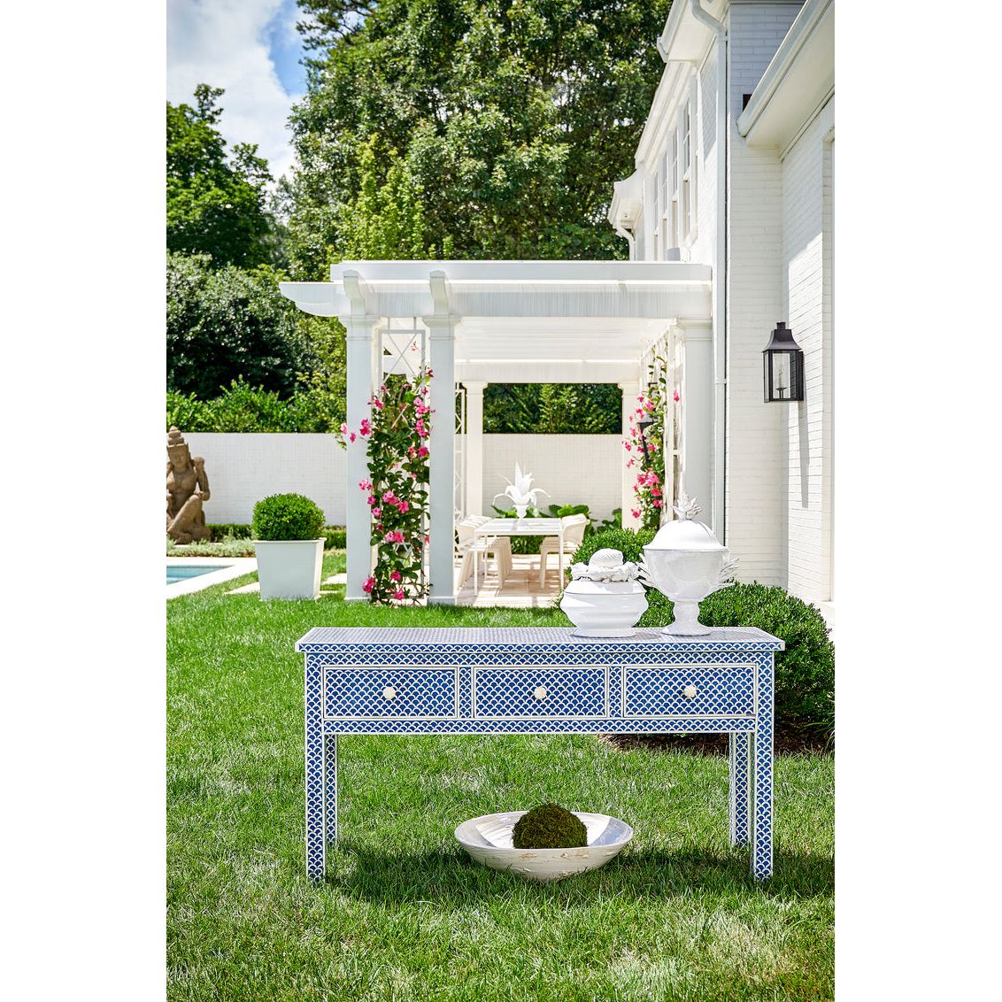 Brighton Blue Bone Inlay Console Table