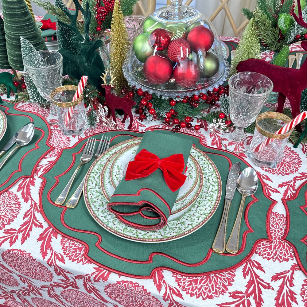 Red, Flowers & Vines - Tablecloth