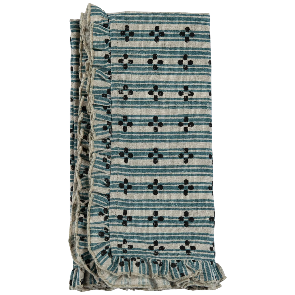 Meadow Ruffle Block Print Table Linens