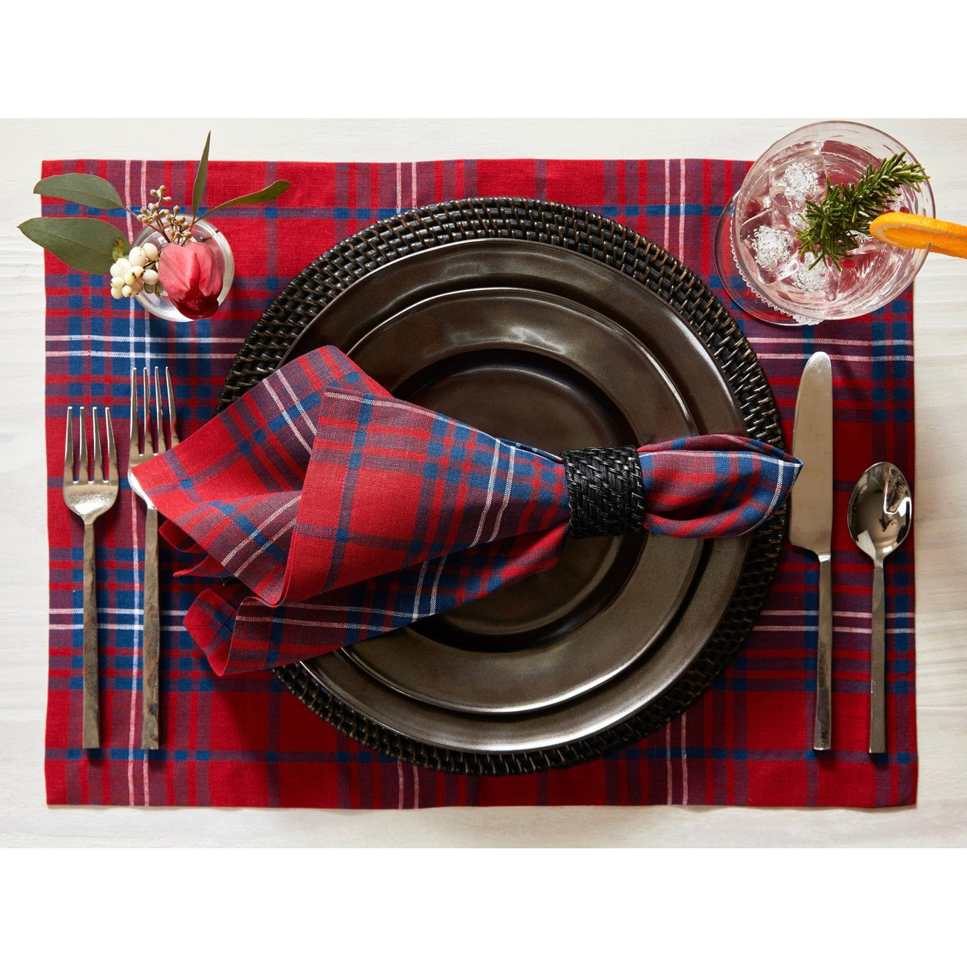 Red Tartan Plaid Napkins, Set of 4