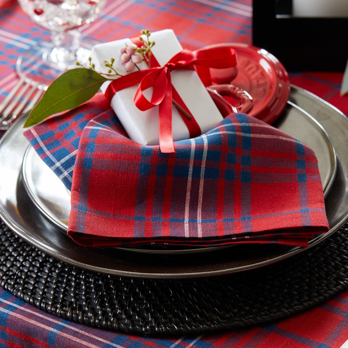 Red Tartan Plaid Napkins, Set of 4
