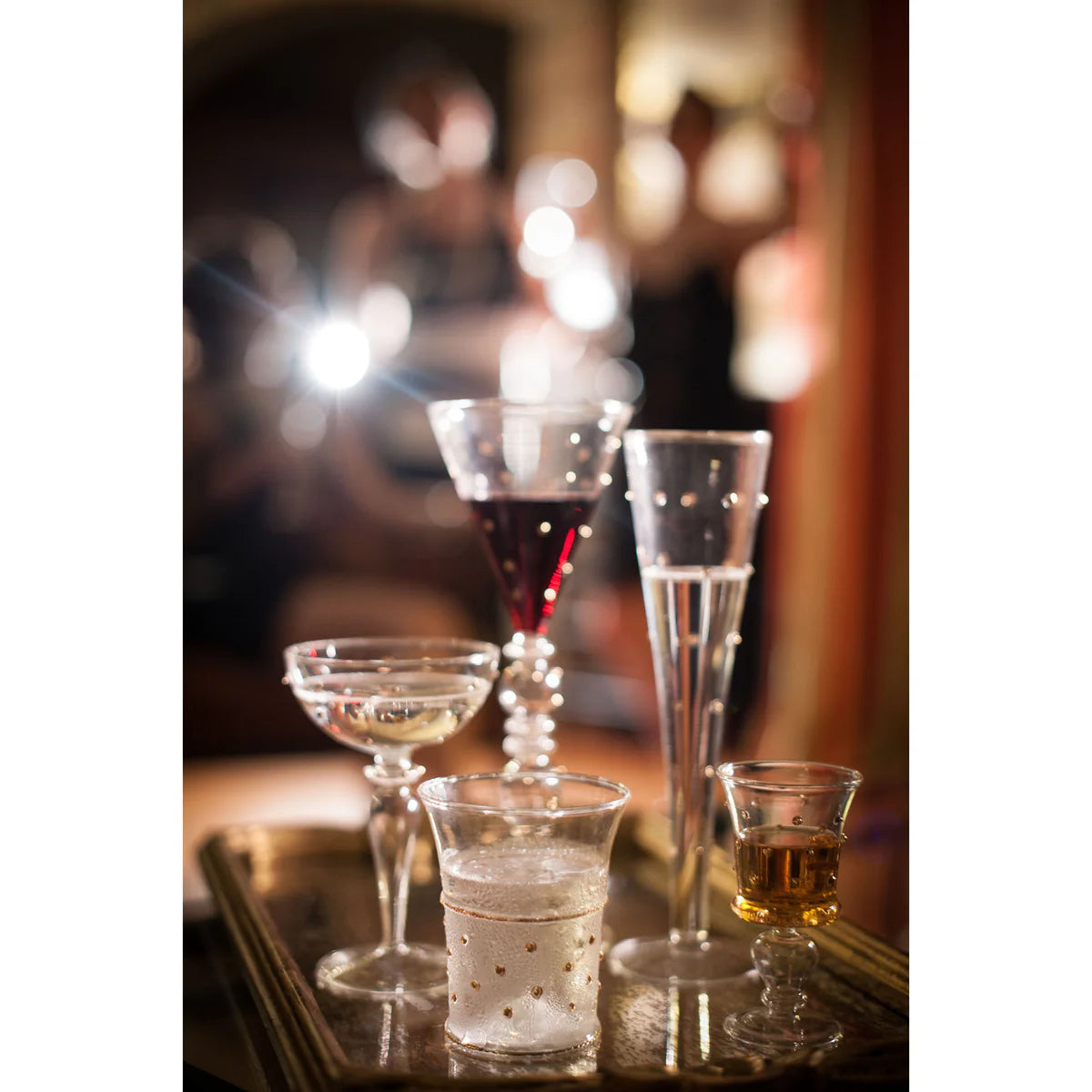 Gatsby Champagne Flute, Gold Dots (Set of 4)