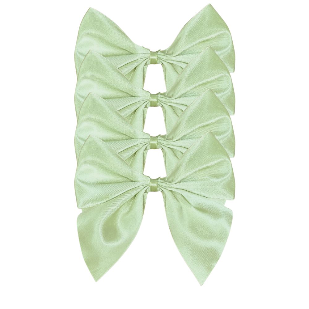 Light Green Satin Bow Napkin Ties - (Set of 4)