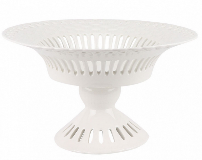 White Pierced Pedestal Bowl