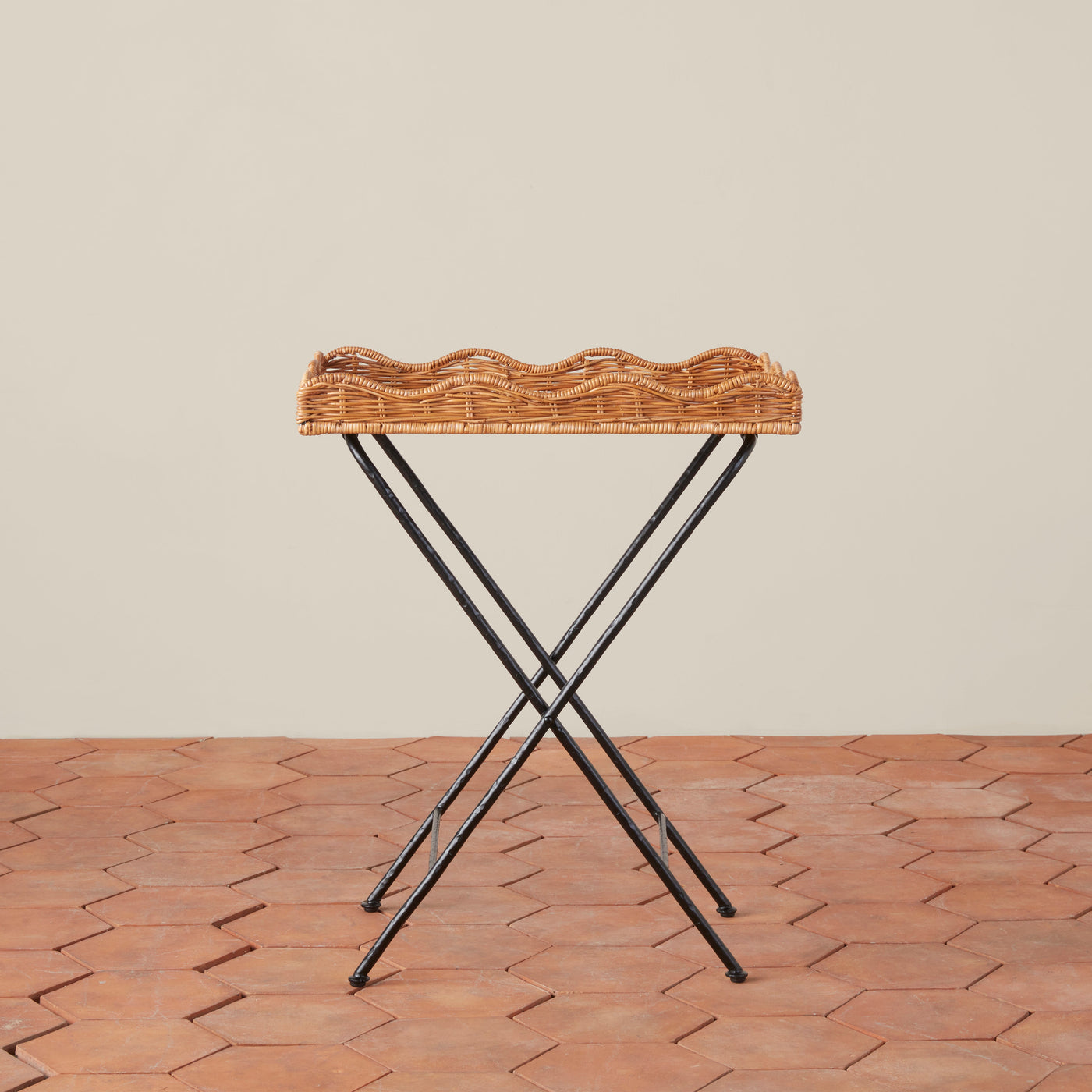 Maude Rattan Folding Tray Top Side Table