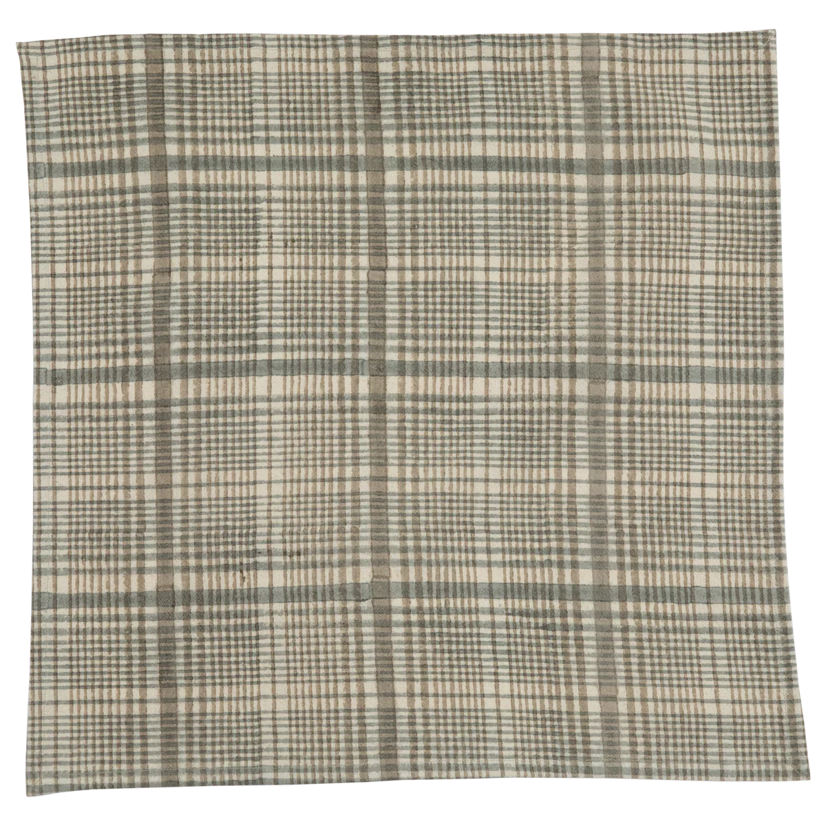 Charcoal Plaid Block Print Table Linens