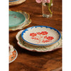 Ceramic Cake Plate with Hand Painted Vintage Flower