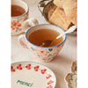 Ceramic Tea Cup with Hand Painted Flowers - Pink - 5.0 oz