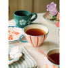 Ceramic Tea Cup with Hand Painted Stripes - 5.0 oz