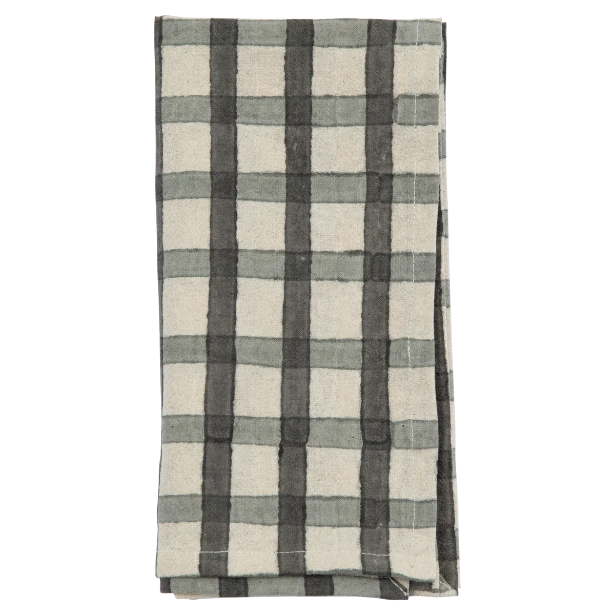 Midnight Check Block Print Table Linens