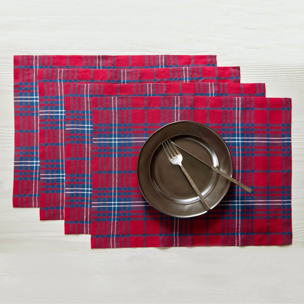 Red Tartan Plaid Placemats, Set of 4