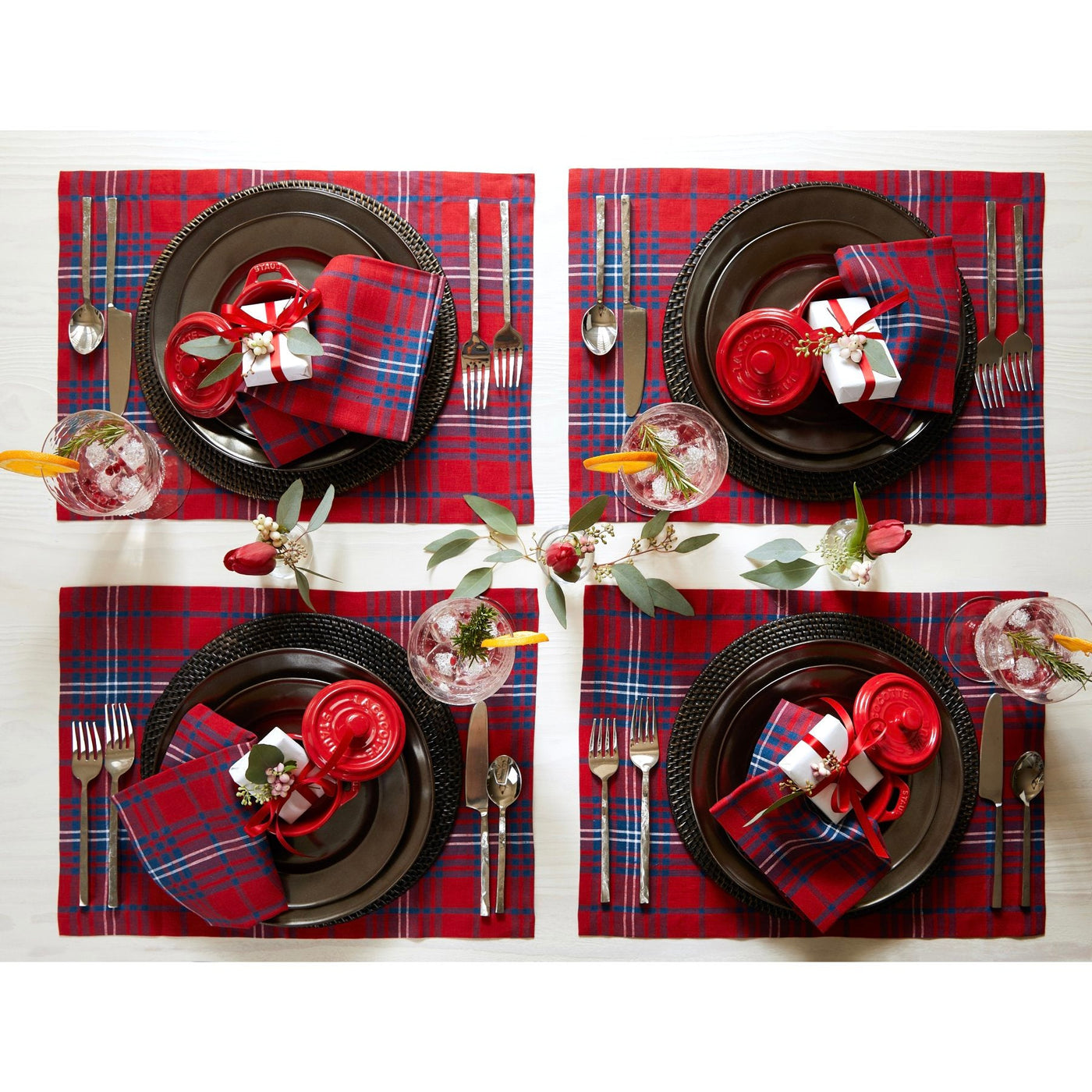 Red Tartan Plaid Placemats, Set of 4