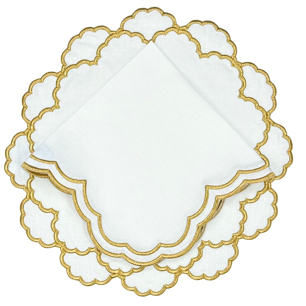 Lillian Napkin – White/Gold (Set of 4)