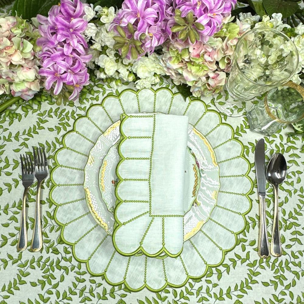Studio Collection: Pippa Napkin - White/Green (Set of 4)