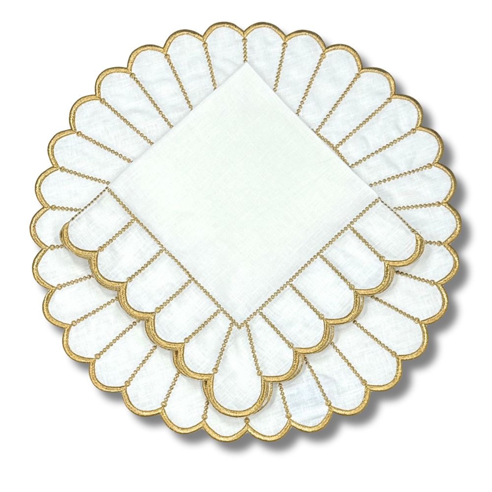 Pippa Placemats – White/Gold (Set of 4)