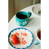 Ceramic Cake Plate with Hand Painted Vintage Flower