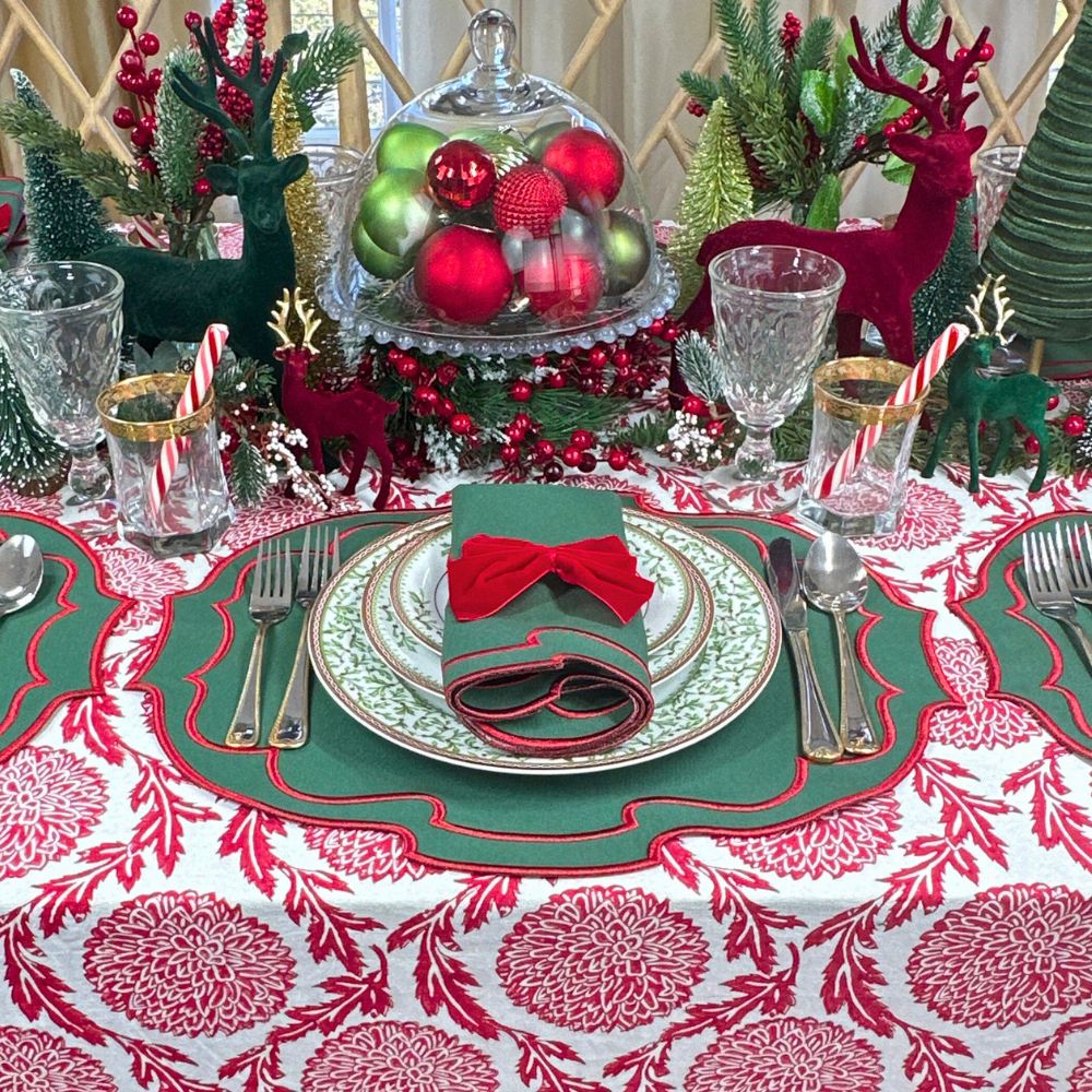 Red, Flowers & Vines - Tablecloth