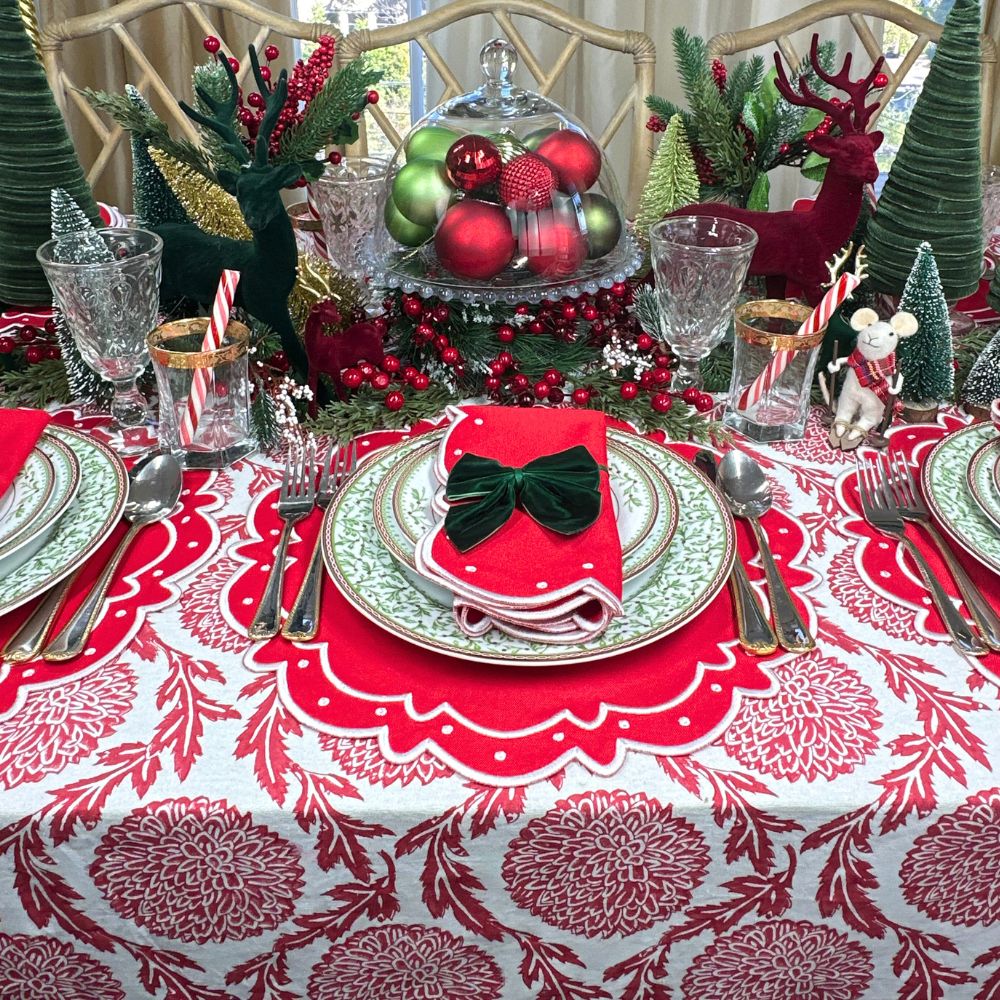 Red, Flowers & Vines - Tablecloth