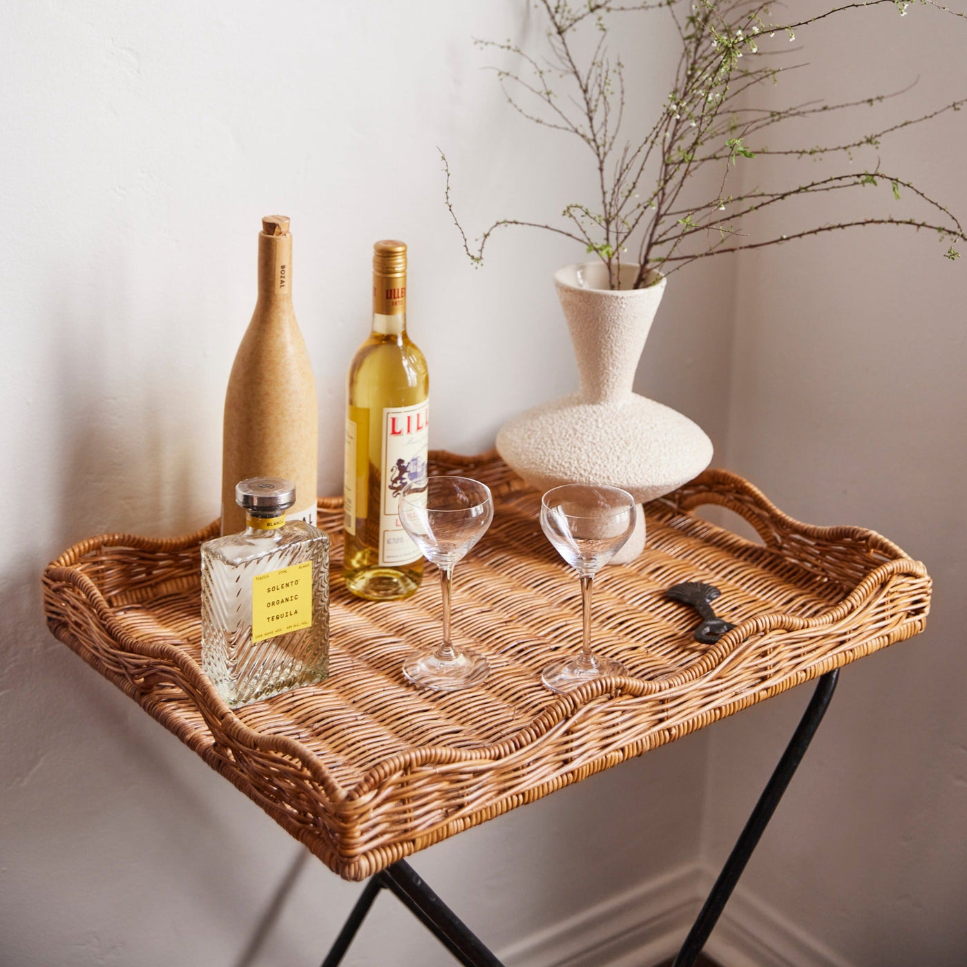 Maude Rattan Folding Tray Top Side Table