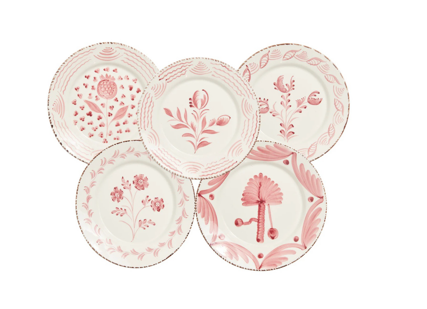 Madeira Dinner Plate Set – Pink & White (Set of 10)
