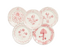 Madeira Dinner Plate Set – Pink & White (Set of 10)