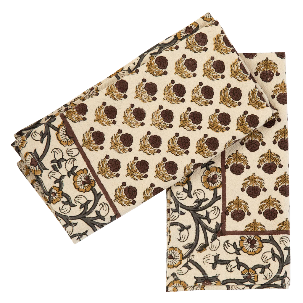 Ruby Border Block Print Table Linens