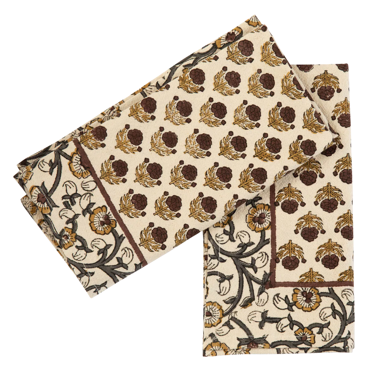 Ruby Border Block Print Table Linens