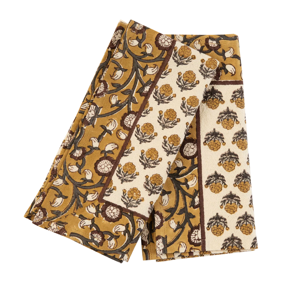 Marigold Border Block Print Table Linens