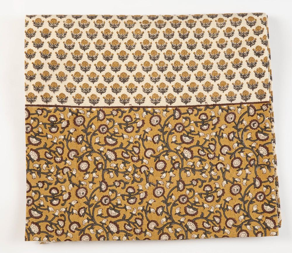 Marigold Border Block Print Table Linens