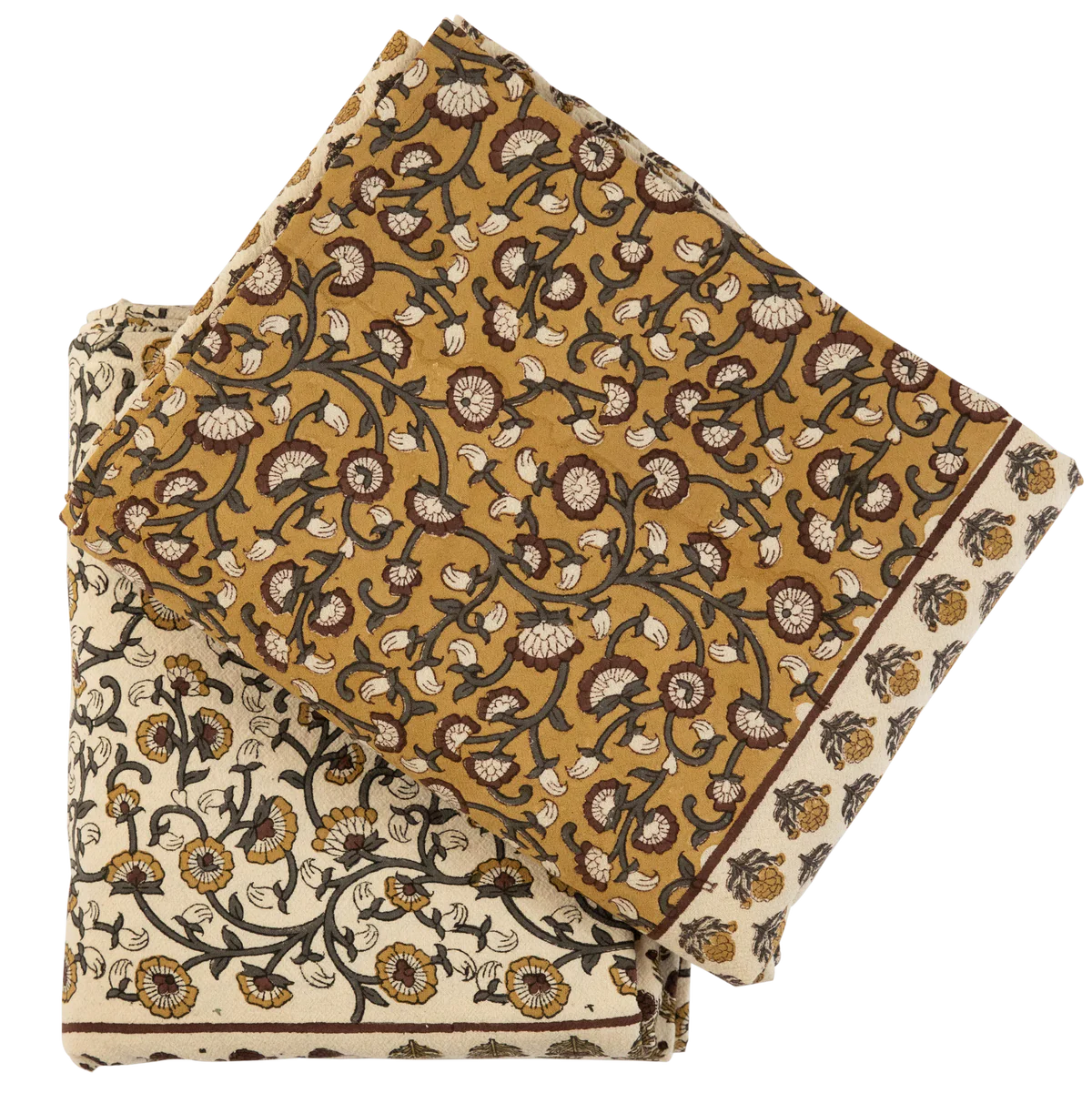 Marigold Border Block Print Table Linens