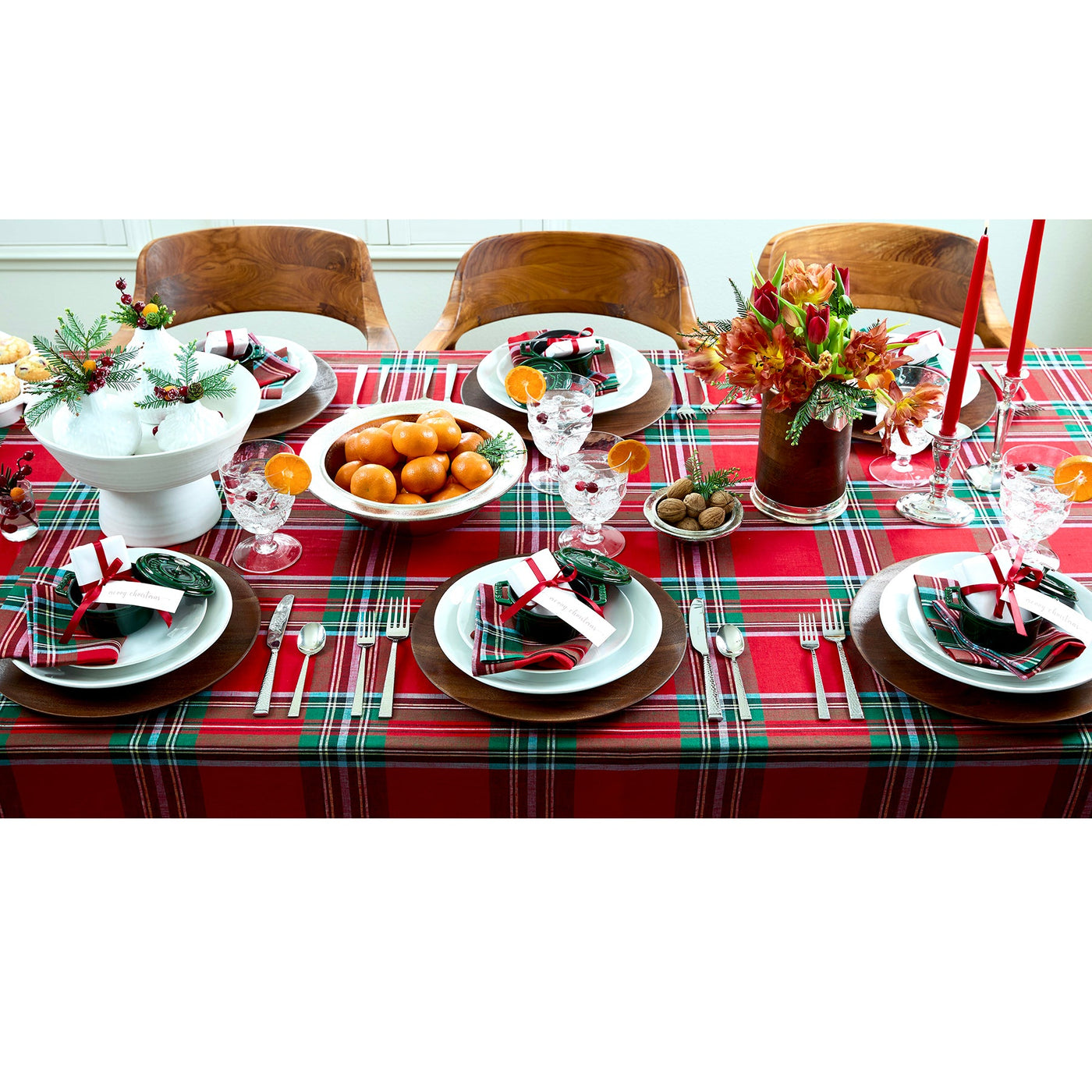 Madras Holiday Plaid Table Throw