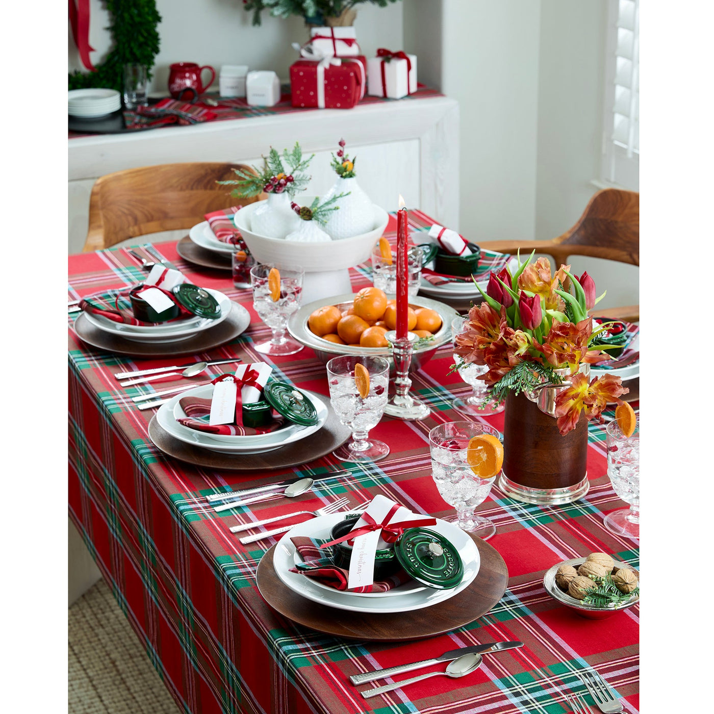 Madras Holiday Plaid Table Throw