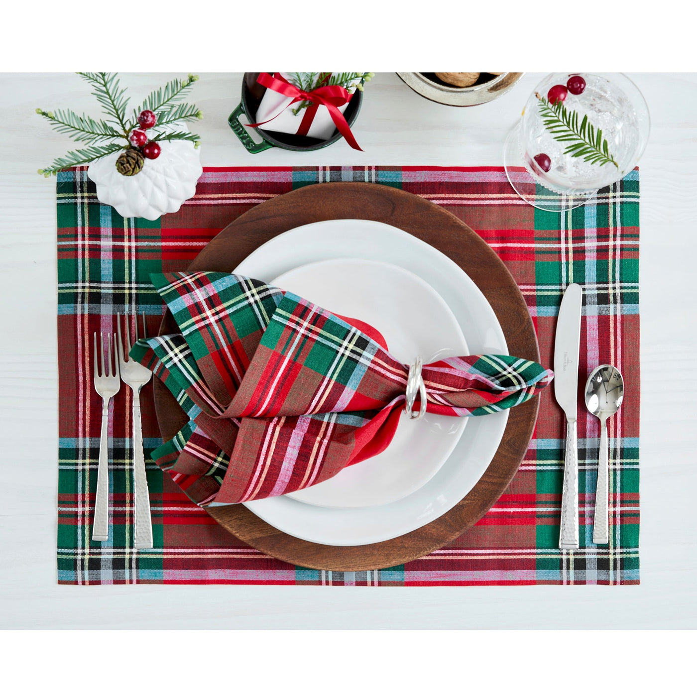 Madras Holiday Plaid Placemats, Set of 4