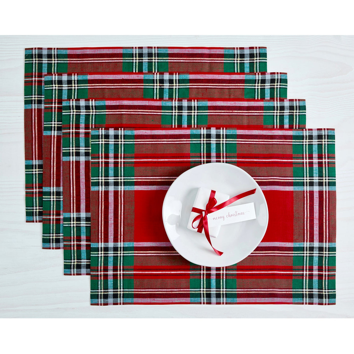 Madras Holiday Plaid Placemats, Set of 4