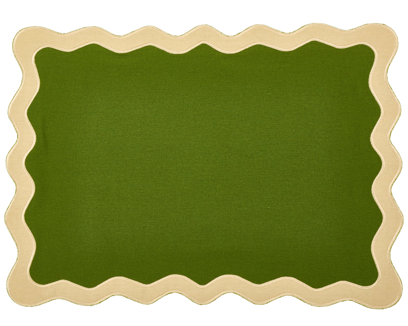 Hampton Moss Green & Tan Trim Placemat & Napkin (Set of 4)