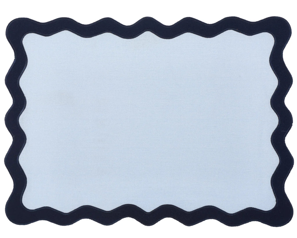 Hampton Pale Blue & Navy Trim Napkins (Set of 4)