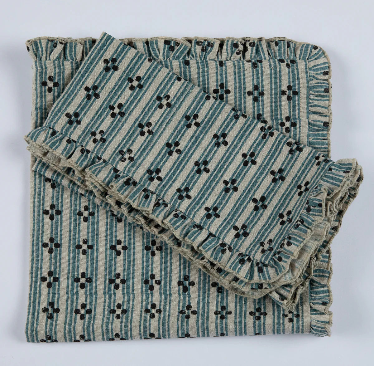 Meadow Ruffle Block Print Table Linens