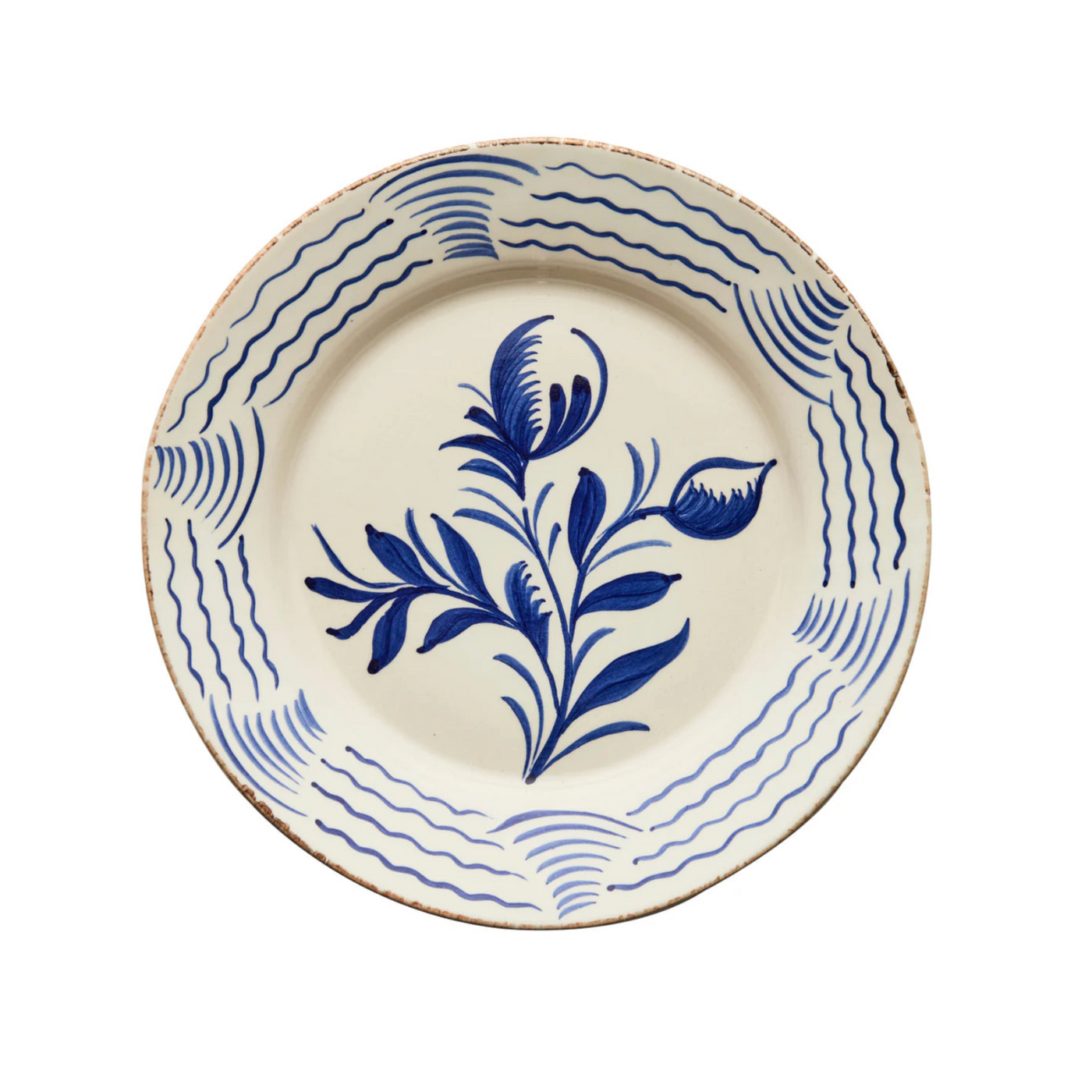 Madeira Dinner Plate – Flowers & Waves (Blue & White)