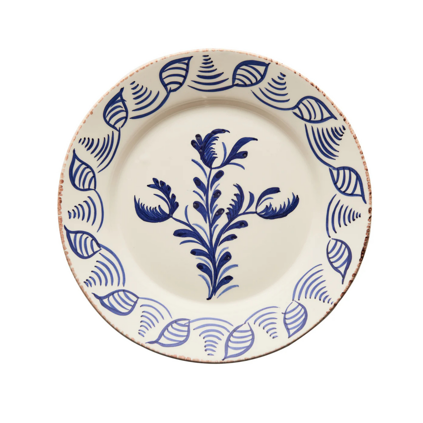 Madeira Dinner Plate – Flowers & Shells (Blue & White)