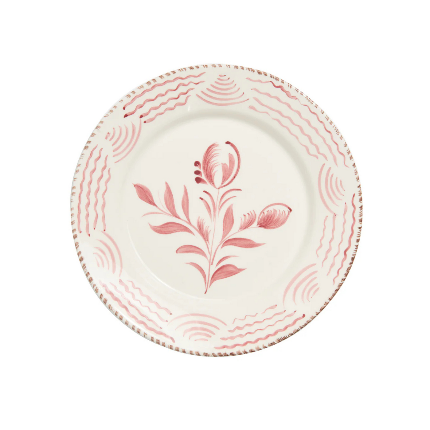 Madeira Dinner Plate – Flowers & Waves (Pink & White)