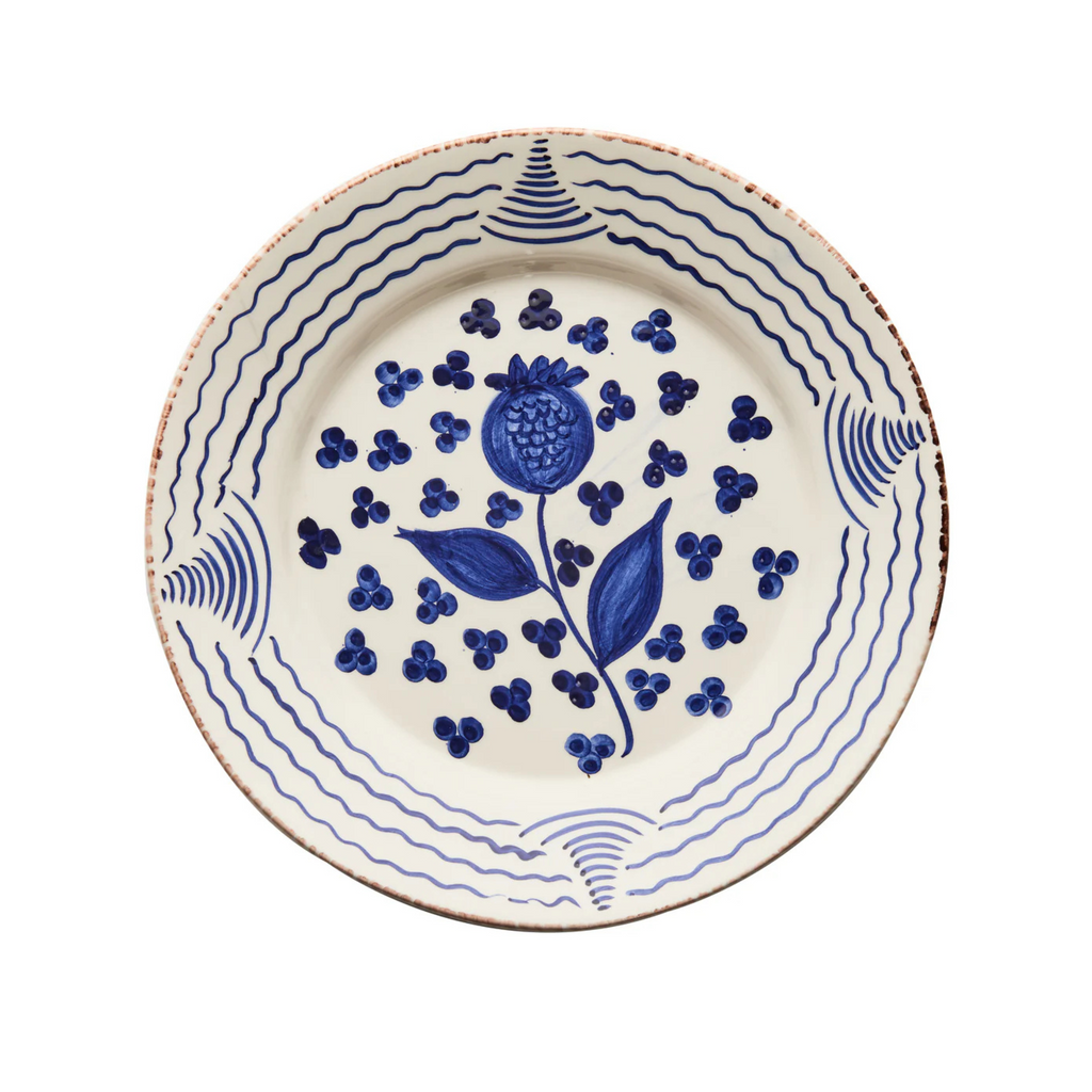Madeira Dinner Plate – Pomegranate & Waves (Blue & White)
