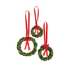 Boxwood Wreaths with Red Ribbon - Set of 3