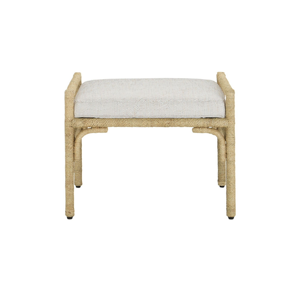 Harbor View Ottoman in Rowan Pearl in iron and abaca - coastal home furniture