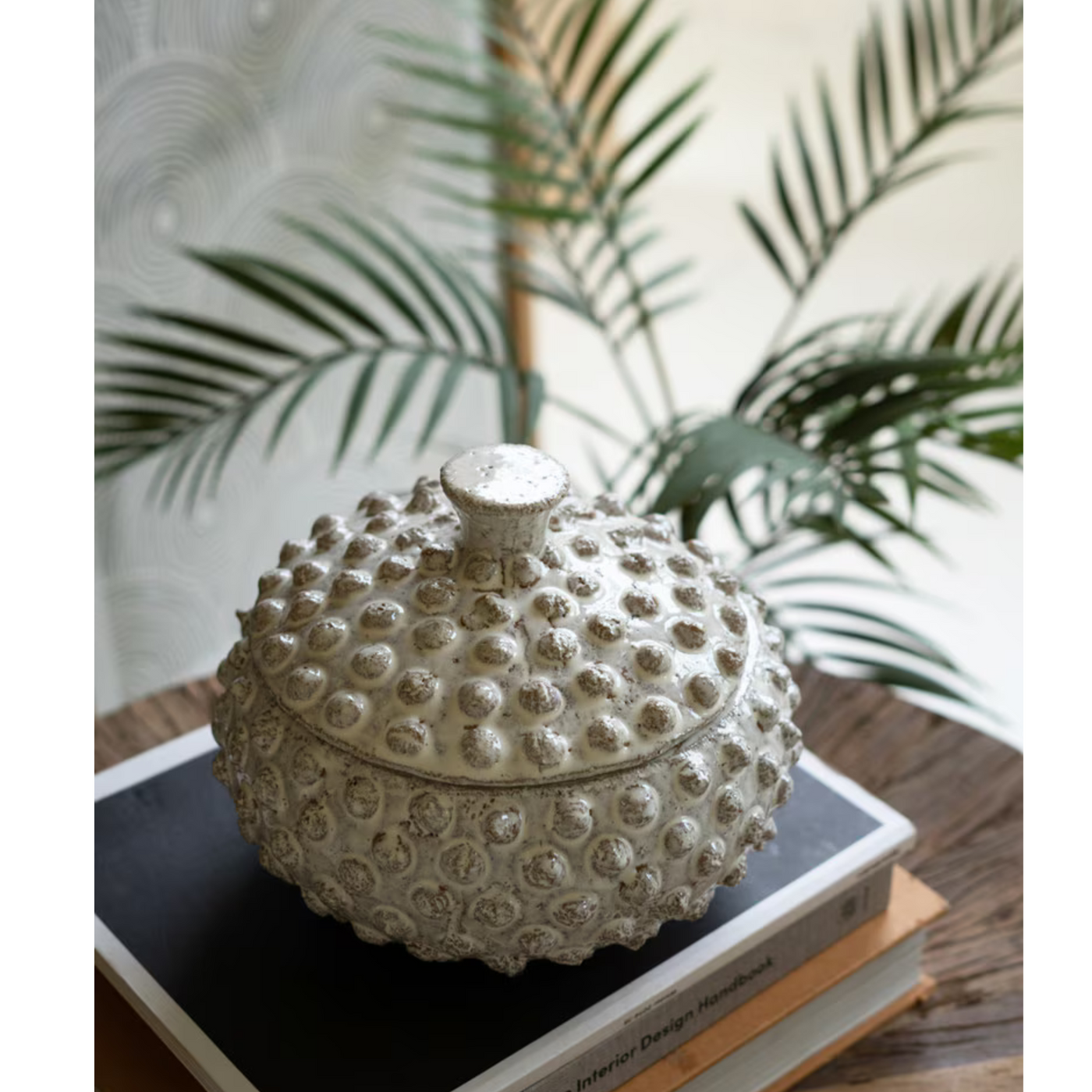 Pebbled White Ceramic Canisters (Set of 2)