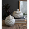 Pebbled White Ceramic Canisters (Set of 2)